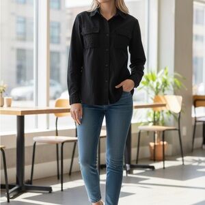 Jen’s Pirate booty size XSBlack Button-Up Shirt nwot